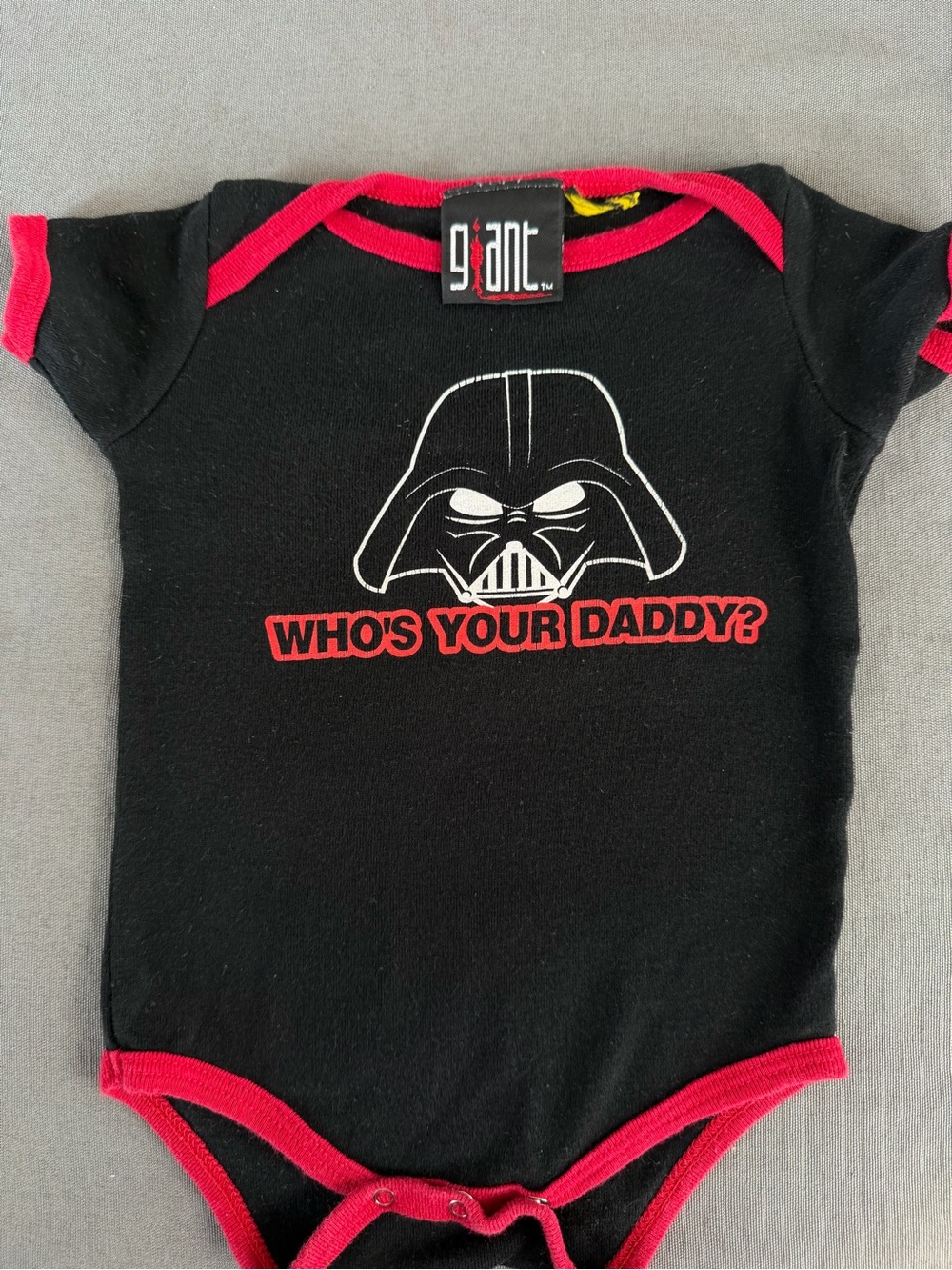 y2k Giant Black & Red Baby One-Piece Bodysuit - 'Who's Your Daddy?'